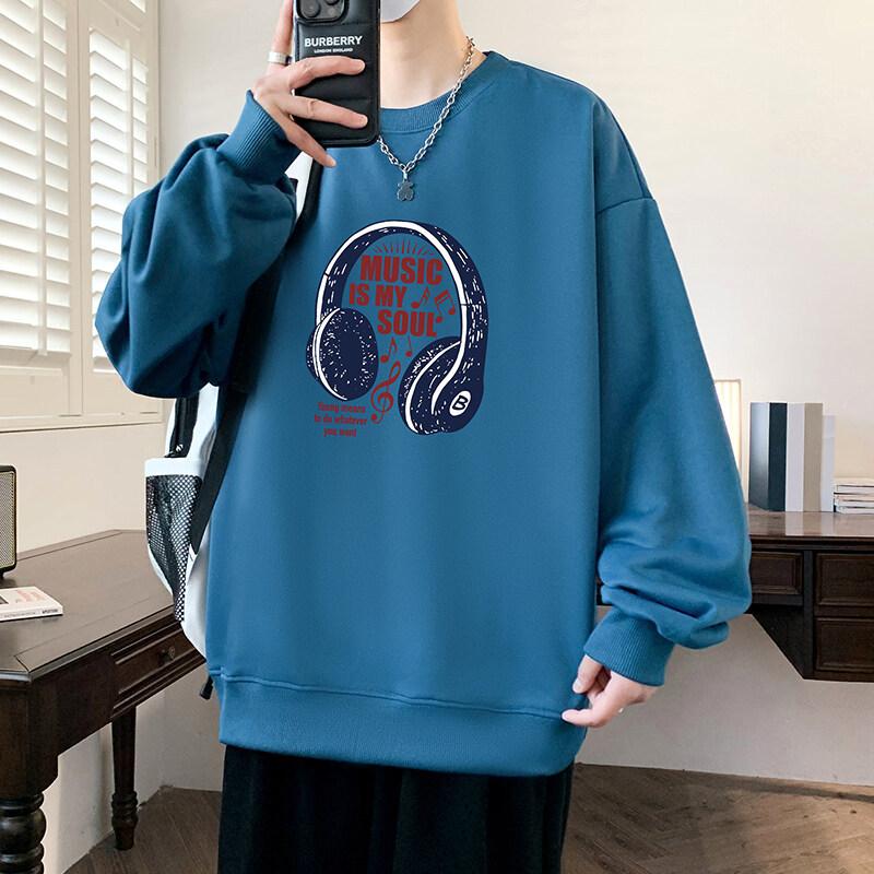 Весенний свитер больших размеров мужской свободный с круглым вырезом в гонконгском стиле для полных мужчин, универсальная повседневная одежда