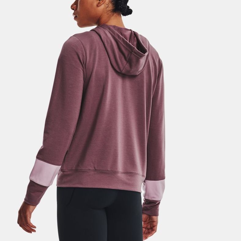 Under Armour Толстовка Rival Terry с принтом логотипа, куртка с длинными рукавами, женская верхняя одежда, пыльно-фиолетовый 1370941-554