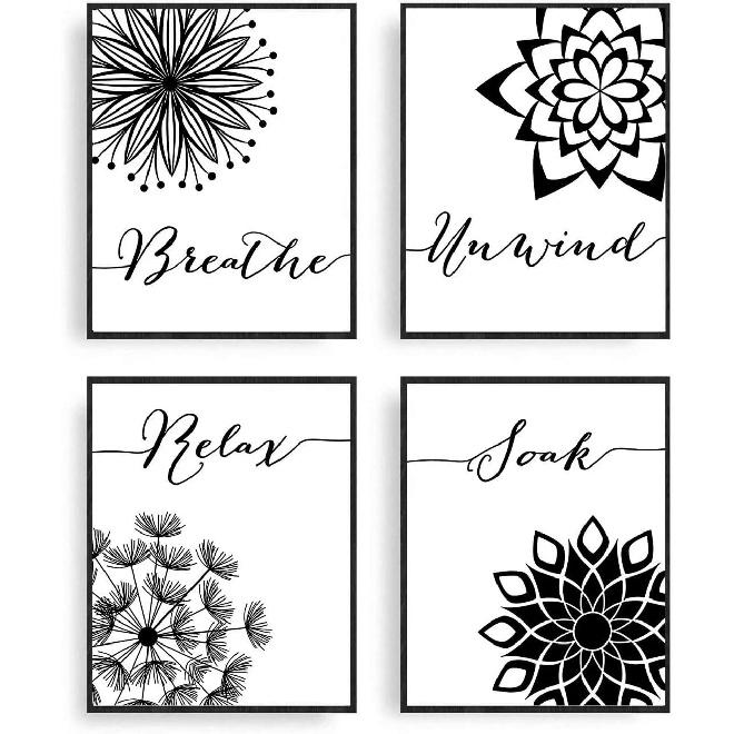 Vintage Wall Art Prints Motivational Quote Workout Gym Poster Canvas Poster Wall Decor Pictures for Home Bathroom Office Kitchen Set of 4 (8''x10'')