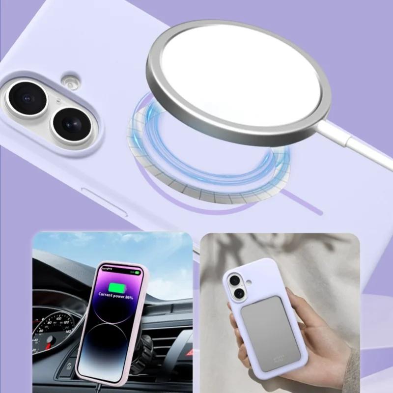 Luxury For iPhone 16 15 14 13 12 11 Pro Max Plus Liquid Silicone Case For Magsafe Magnetic Wireless Charging Soft Phone Cover