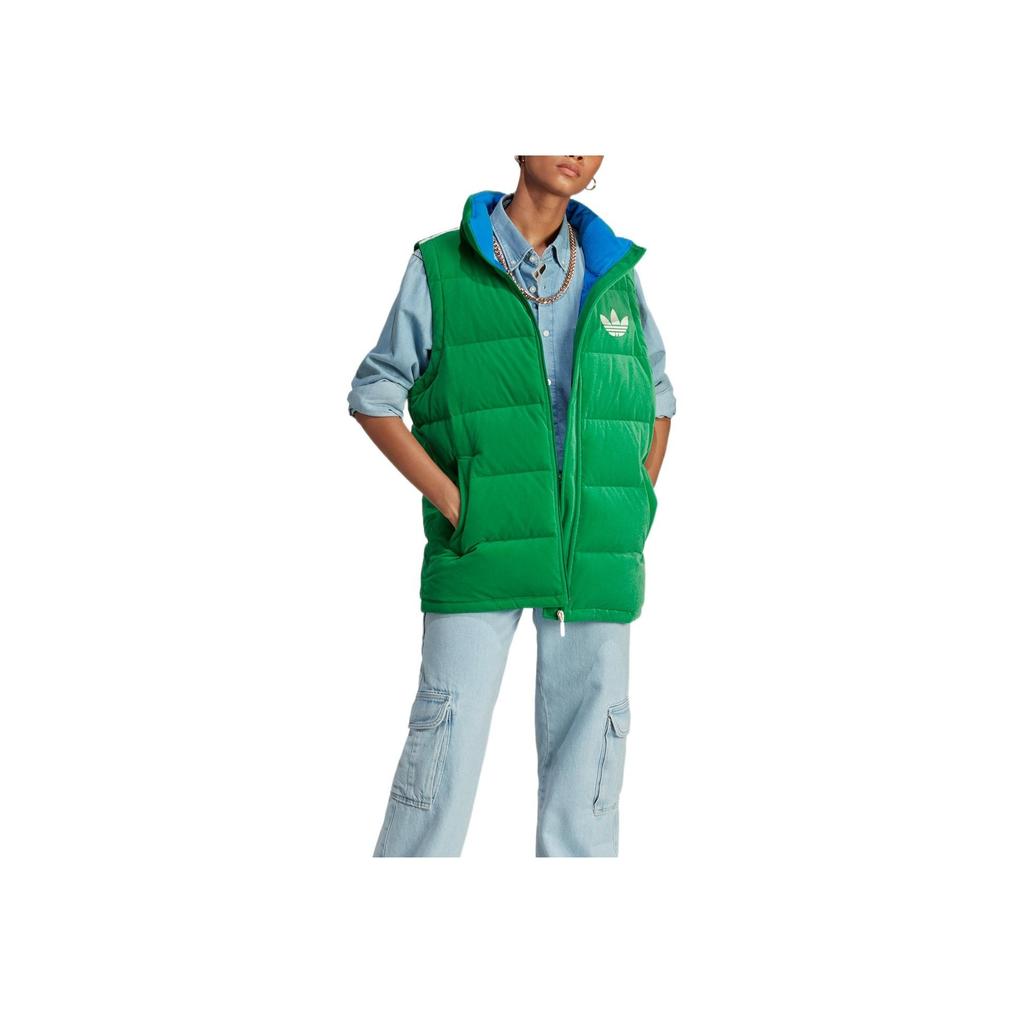 Adidas Оригинальный бархатный жилет FW22 с логотипом, на молнии, женский жилет, зеленый IB2029