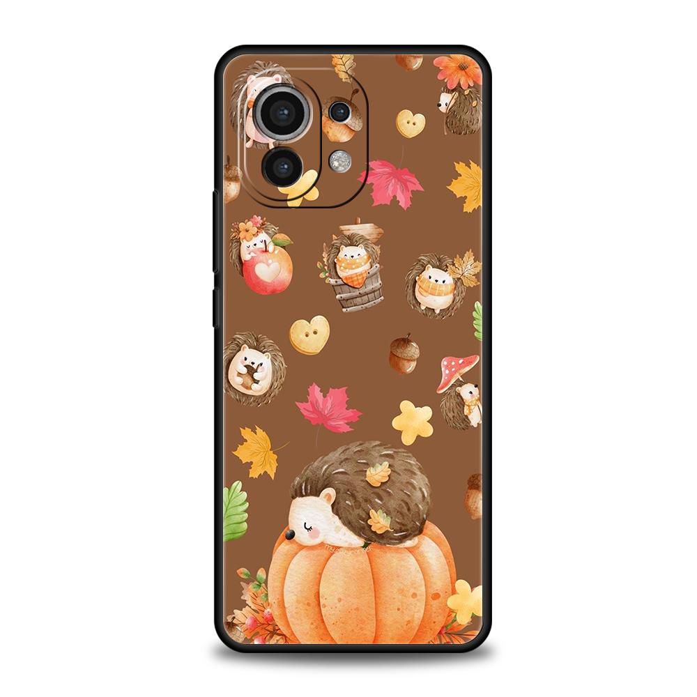 Phone Case Cover for Xiaomi Poco F7 F6 F5 F4 F3 X7 X6 X5 X4 X3 NFC M4 C51 C55 GT Pro Soft TPU Fundas Autumn Cute Hedgehog Design