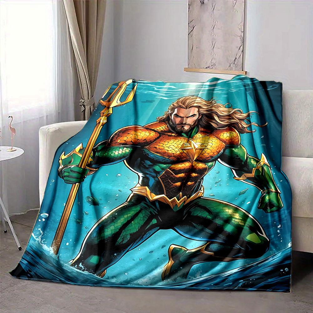 1pc Aquaman, Trident Flannel Throw Blanket Soft, Warm & Cozy for Couch, Bed, Office, and Travel Versatile All Season Gift, Christmas present