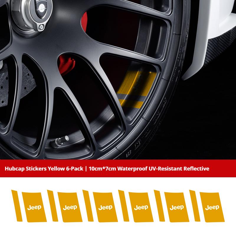 DIY Reflective Jeep Car Wheel Rim Stickers Waterproof Hub Decals for Renegade Wrangler JK Grand Cherokee Car Decor Accessories ALP1