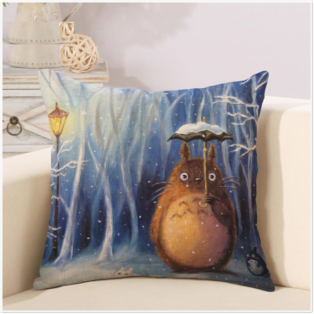 Милый мультфильм Тоторо, милый пледы, наволочка, чехол для подушки квадратной формы, чехол для подушки с шиншиллой для дивана, дома, Капа де Альмофадас 45x45