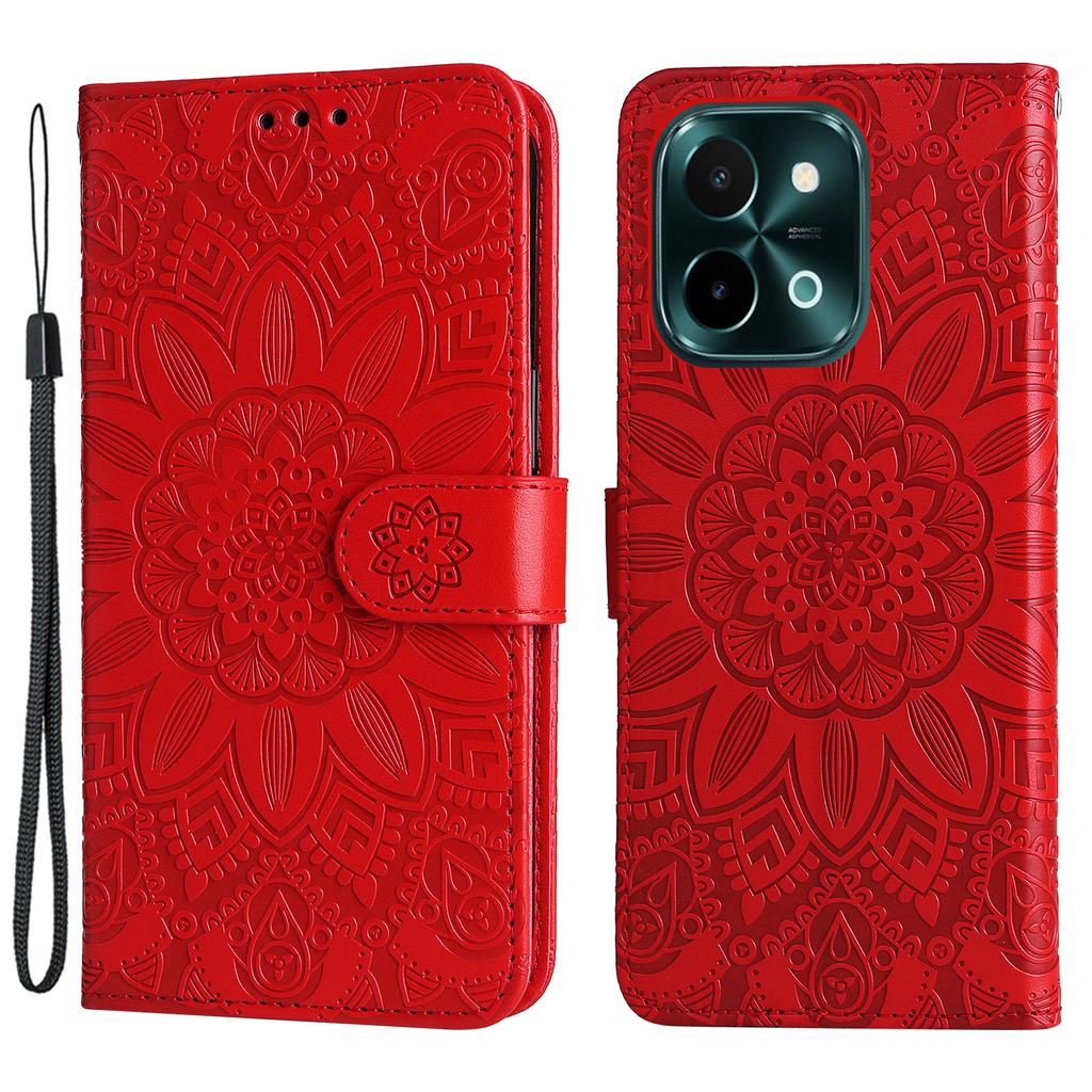 For Vivo Y28 4G/iQOO Z9x 5G Case Sunflower Leather Phone Wallet Cover