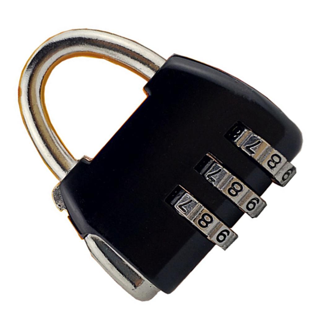 Навесной замок с 3-значным кодовым замком, прочный цинковый сплав, багажные замки для чемодана, черный