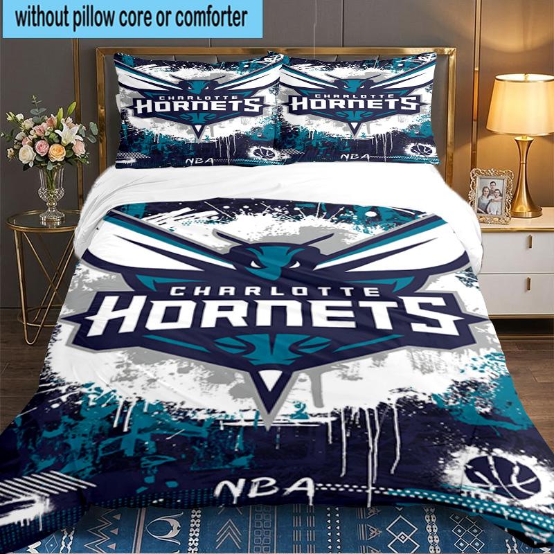 Charlotte-Hornets Logo 3pcs Bedding Set,Including 1pc Duvet Cover And 2pcs Pillowcases Perfect Gift for Christmas,Ideal for Bedroom, Dormitory