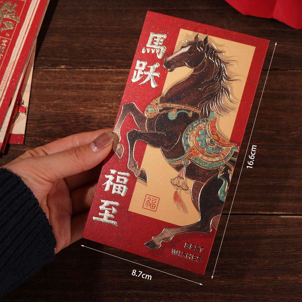 6pcs Mixed Pattern New Year Money Envelope Traditional Money Bag Lucky Red Pockets Chinese New Year