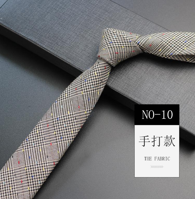 Men'S Cotton Tie Vintage British Nordic Japanese College Style Student Ins Shirt Narrow Plaid Grey Gentleman Tide
