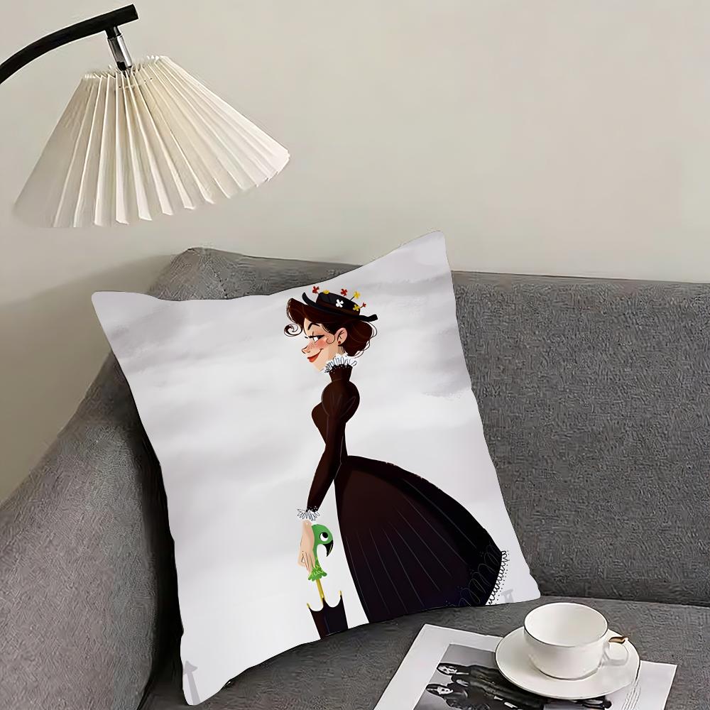MMary PoppinsS Movie Cushion Cover Pillowcase Ultra Soft Skin Friendly Fabric Cloud Like Comfort Concealed Zipper