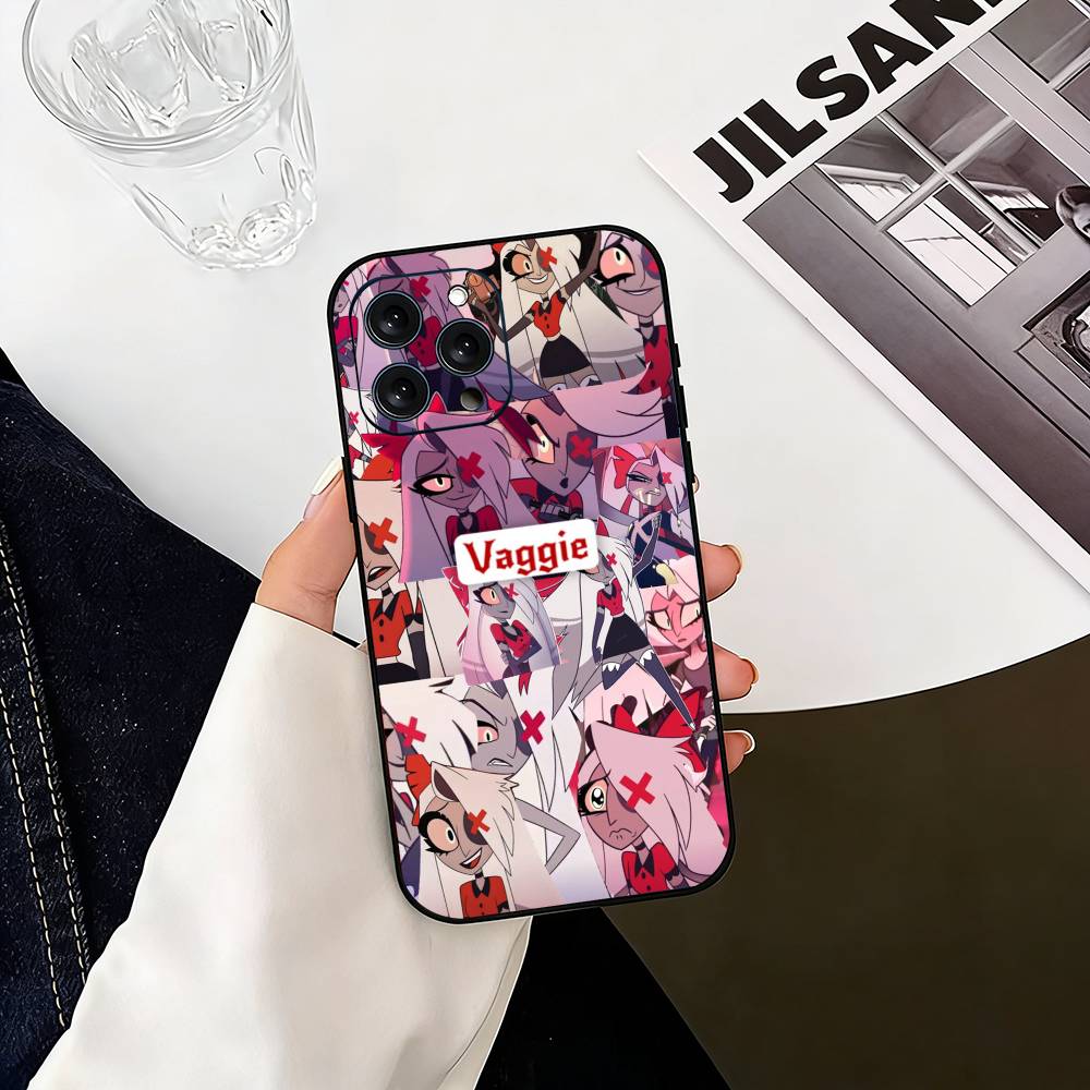 H-hazbin hotel V-veggie Чехол для телефона для iPhone 17,16,15,14,13,12,11 Plus,Pro Max,XS,Мягкий силиконовый черный чехол