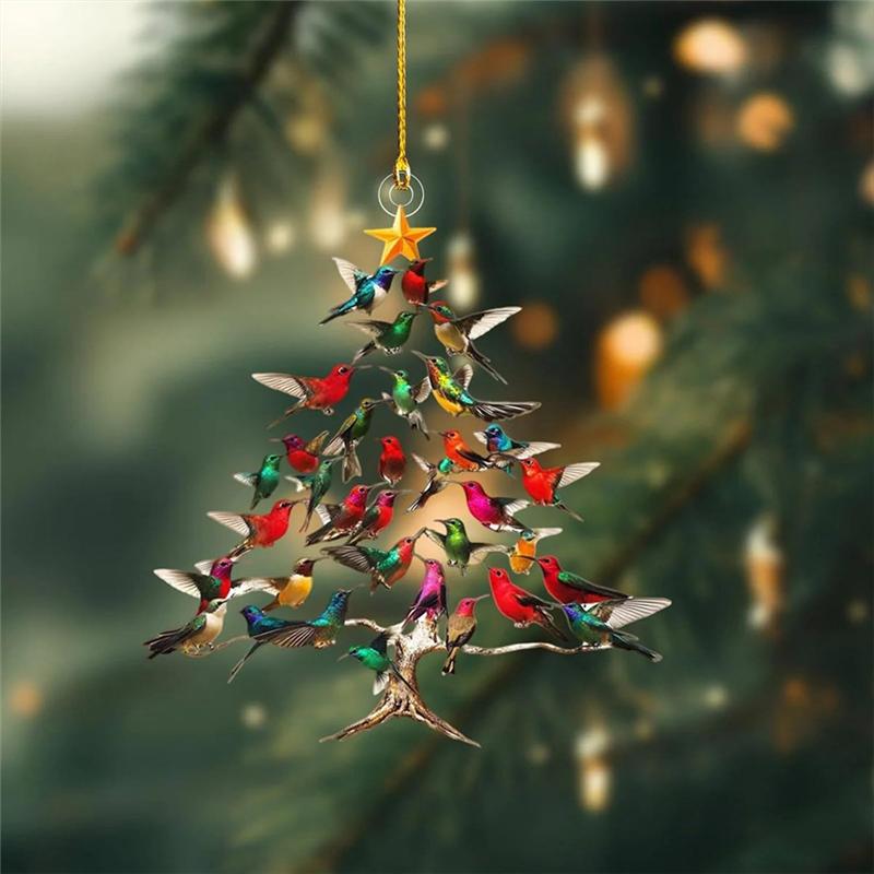 Colorful Hummingbirds Hanging Ornaments For Tree, Hummingbird Christmas Ornament, Christmas For Tree Shaped Pendant