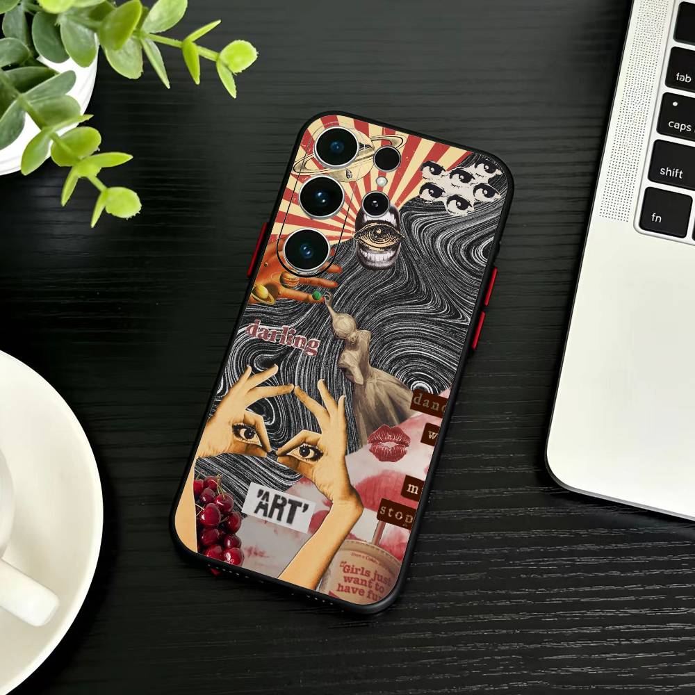 Темный Орнаментальный Коллаж Чехол для Телефона Для Samsung S26,S25,S24,S23,S22,S21,S20,S30,Ultra,Plus,Fe,Note,5G Черный Чехол