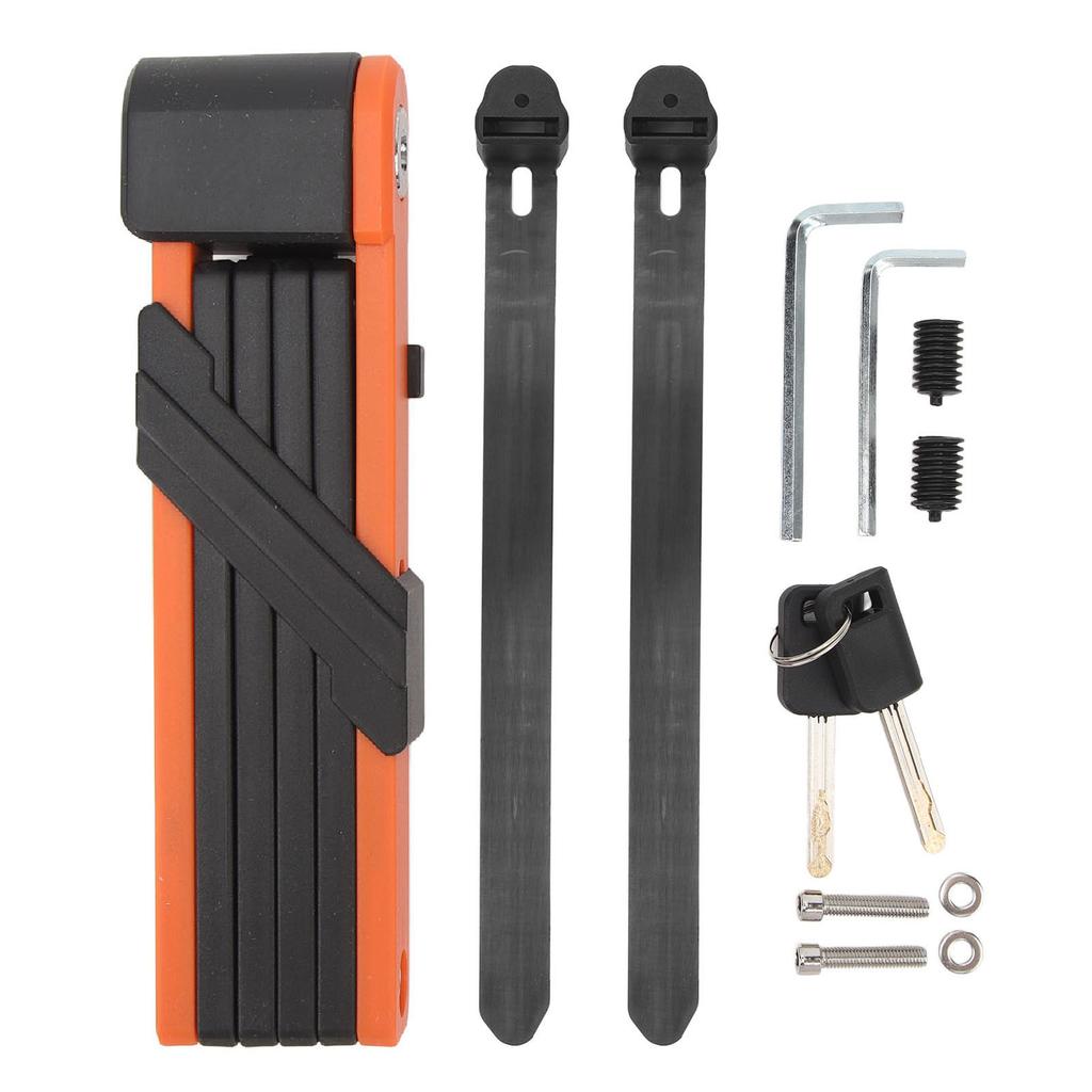 Bike Folding Lock Prevent Theft Waterproof Rust Proof Foldable Bicycle Lock for Electric Bike Motorcycle Black Orange