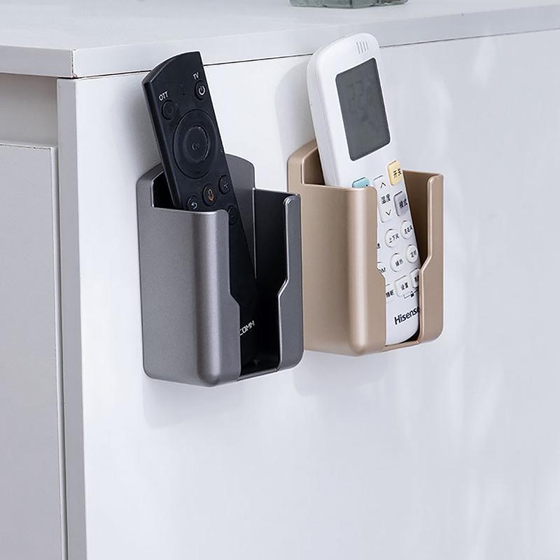 1pc Remote Control Holder Wall Mounted Storage Box Cosmetic Bathroom Rack Shelf Adhesive Home Mobile Phone Plug Case