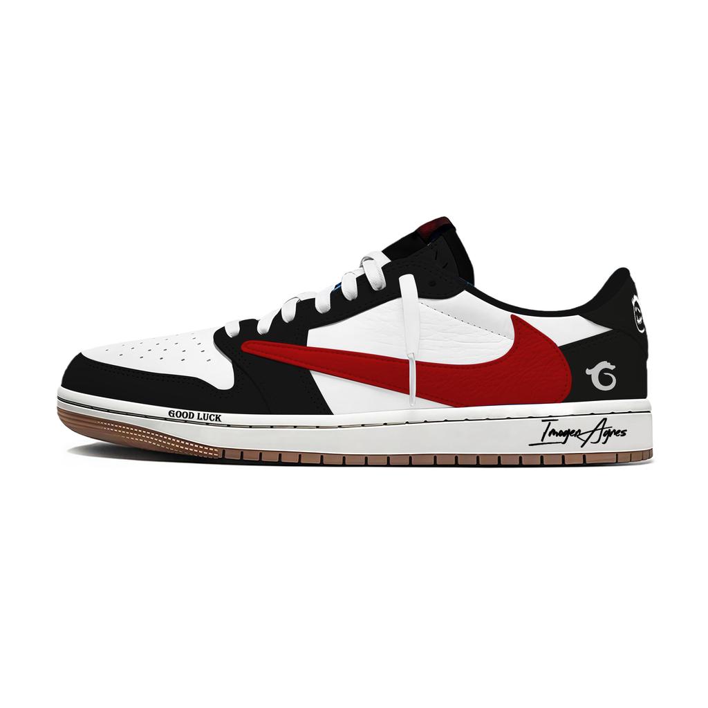 Travis Scott x Jordan Air Jordan 1 Черно-белые Travis Scott X AJ1 Низкие Винтажные Баскетбольные Кроссовки Женские DZ4137-700(Команда1897-)