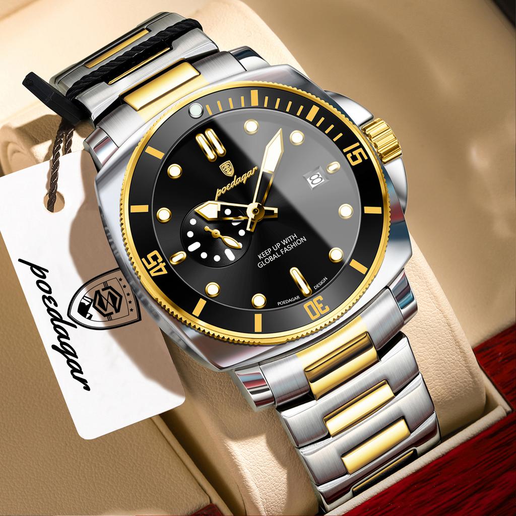 POEDAGAR Fashion Original Watches For Man Waterproof Luminous Date Luxury Men's Watch Quartz Stainless Steel Business Male Watch