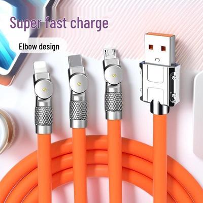 Кабель для передачи данных Geek 3-в-1 с вращающимся разъемом, сверхбыстрая зарядка 120 Вт