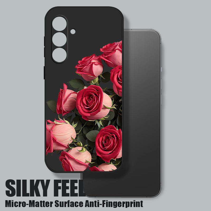 Мягкий чехол на шнурке для Samsung Galaxy S24 S25 Ultra S23 S22 Ultra S21 S20 FE A14 A34 A15 A35 A52 A53 A54 A55 5G A16 A36 A56 Чехол-накладка с розовыми цветами