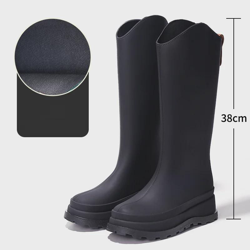 Женские водонепроницаемые высокие резиновые сапоги в японском стиле 2025 года: Модный, нескользящий, готовый к использованию на открытом воздухе, с плоским дном