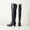 Women's High-heeled Boots Sexy European and American Style Autumn and Winter New Item Solid Color Thick Heel Plus Size Knee High Boots