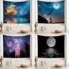 Starry Sky and Moon Beautiful Galaxy Pattern Hanging Cloth Home Wall Decoration Tapestry Bedroom Living Room Tapestry