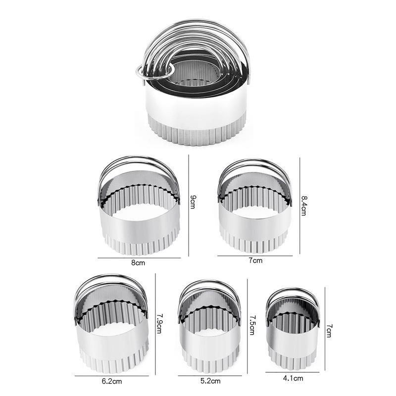 Stainless Steel Biscuit Mold & Cookie Cake 5-Piece Set with Hanging Basket Handle Mousse Ring Baking Tools