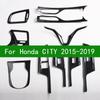 Подходит для Honda City 2015 - крышка рулевого колеса из углеродного волокна, внутренняя декоративная отделка, накладка переключателя электрических стеклоподъемников 2017 г.