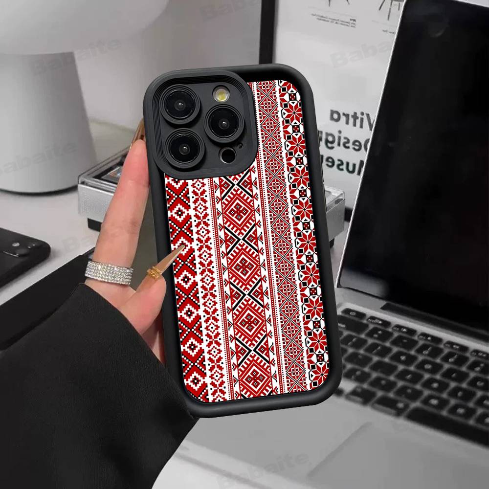 G-Украина Узор Орнамент Для IPhone 17 Pro Max 16 15 14 13 12 11 Plus Черный Мягкий Чехол для Телефона