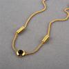 Персонализированное Уникальное Покрытие Медью 18K Настоящим Золотом Инкрустация Черным Агатом Белой Ракушкой Узел-Косичка Цепочка на Ключицы Нишевое Модное Ожерелье