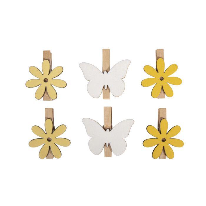 Pinces en bois Fleur, Papillon