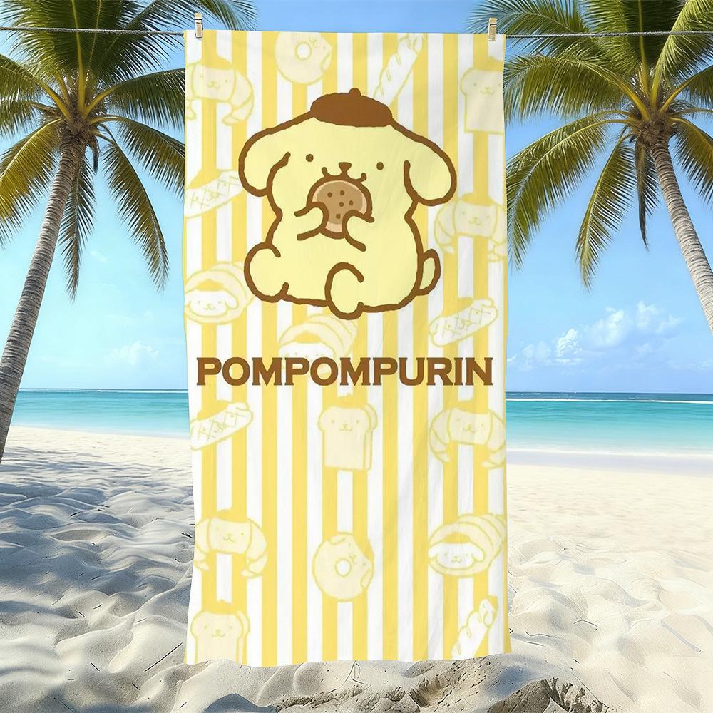 Cute Puppy Cartoon Print Microfiber Beach Towel Water Absorbent Quick Dry Bath Towel For Vacation