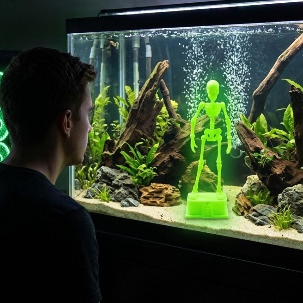 with Pipe Suction Cup Fish Tank Dance Skull Bubbler Wiggling Skeleton Statue Aquatic Products