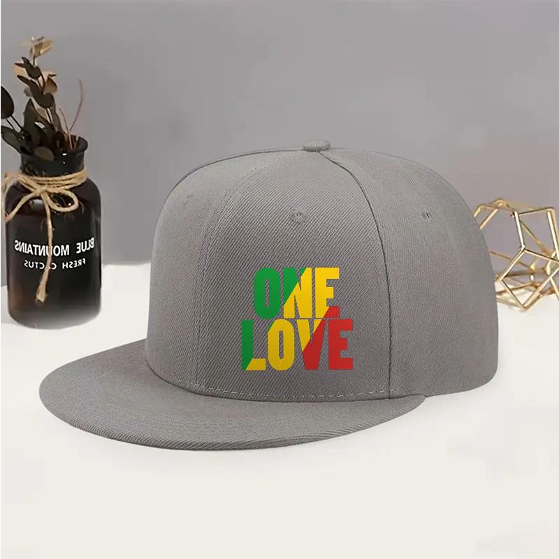 Fashionable Urban Hip-hop Style Hat Printed with 'ONE LOVE' Design, Suitable for Both Men and Women, Versatile Flat Brim Hat