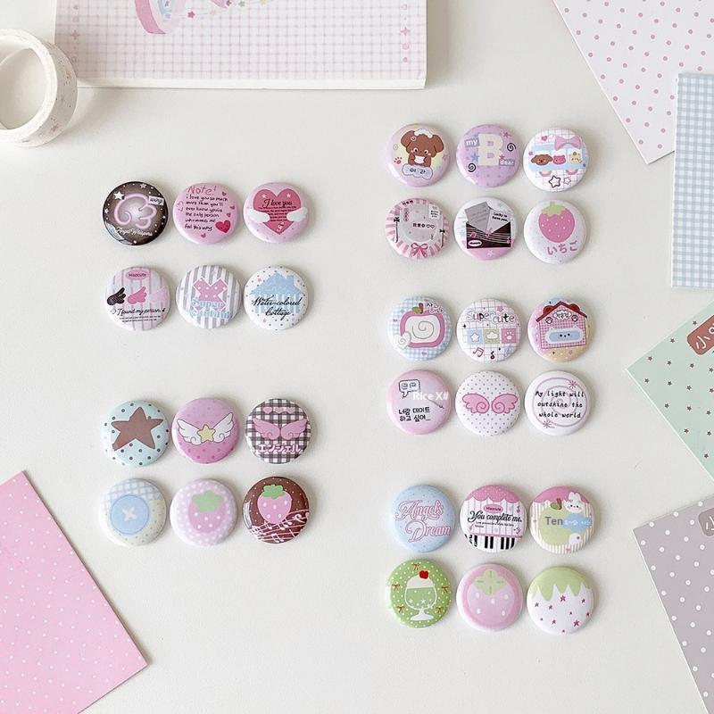 6 шт. 25 мм Мини Мультяшные Значки-Кнопки Веселый DIY Декор Броши-Булавки для Детского Рюкзака Пенала Аксессуар для Одежды