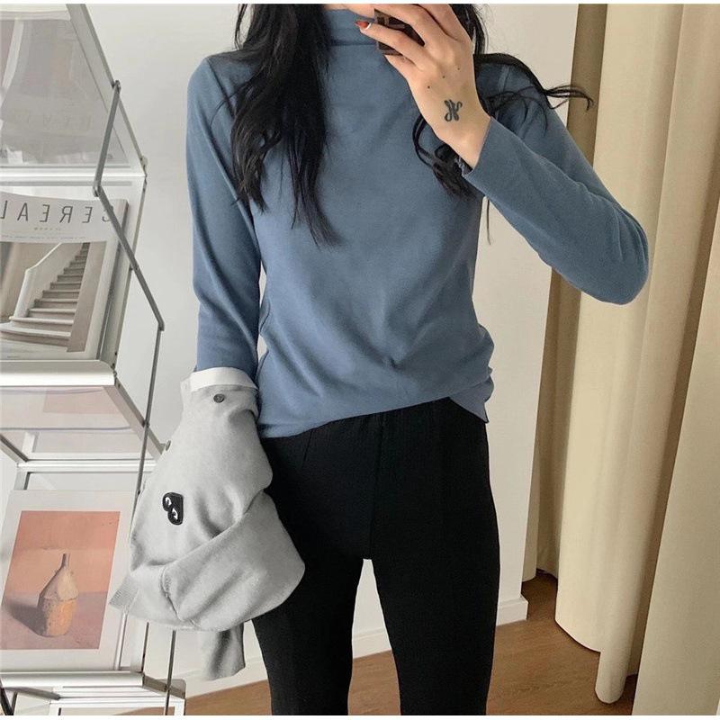 Женская рубашка с полуворотом из немецкого бархата, осень/зима, 12 цветов, отделка Fairy Wood Ear, начес и утолщение для тепла