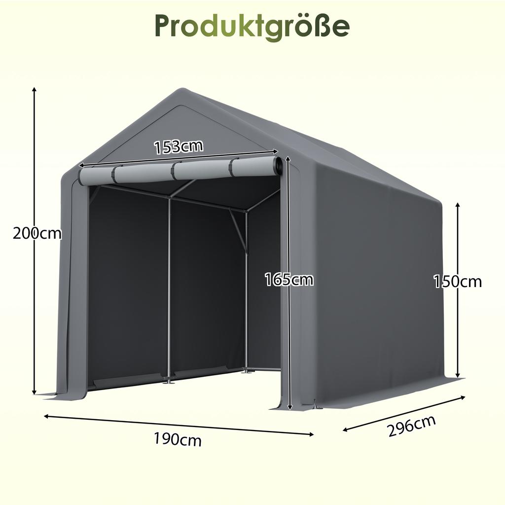 Multifunctional Equipment House Dark Grey Bicycle Garage, Garden House, Tool Tent, Storage Tent – 296x190x200cm