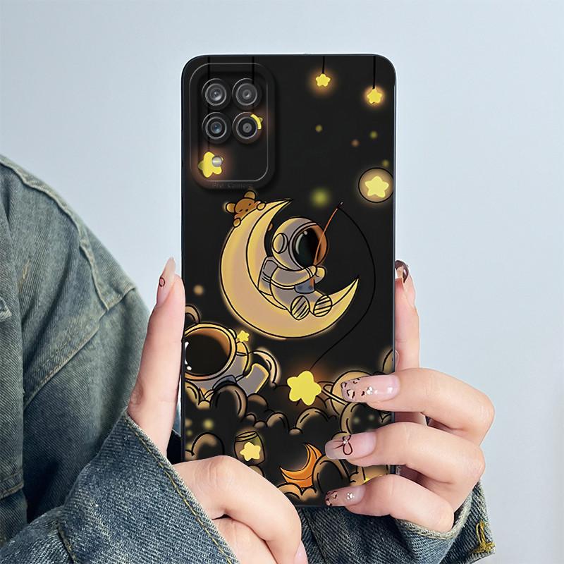 Для Samsung Galaxy A12 M12 F12 4G 5G Чехол Космический Астронавт Мягкий Жидкий Силикон Чехол-Оболочка Для SamsungA12 A 12 Сумки для Телефона