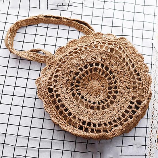 Straw Knitting Beach Bag for Women Handmade Bohemia Style Shoulder Handbags