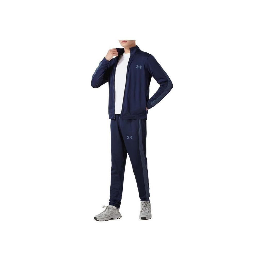 Under Armour Rival Knit Track Suit Jacket Zip и Comfortable Running Long Bikes Casual Sports Set Men suit Navy-Blue 1357139-410