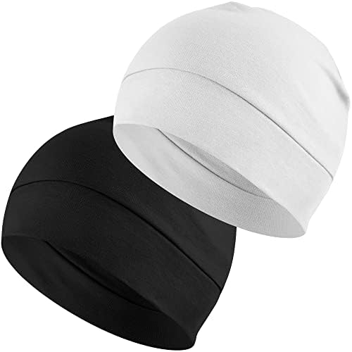 Headshion 2 шт. Легкая шапка 100% хлопок Шапки для сна с 3D вышивкой Черепа Шапочки для мужчин и женщин Дышащая подкладка под шлем