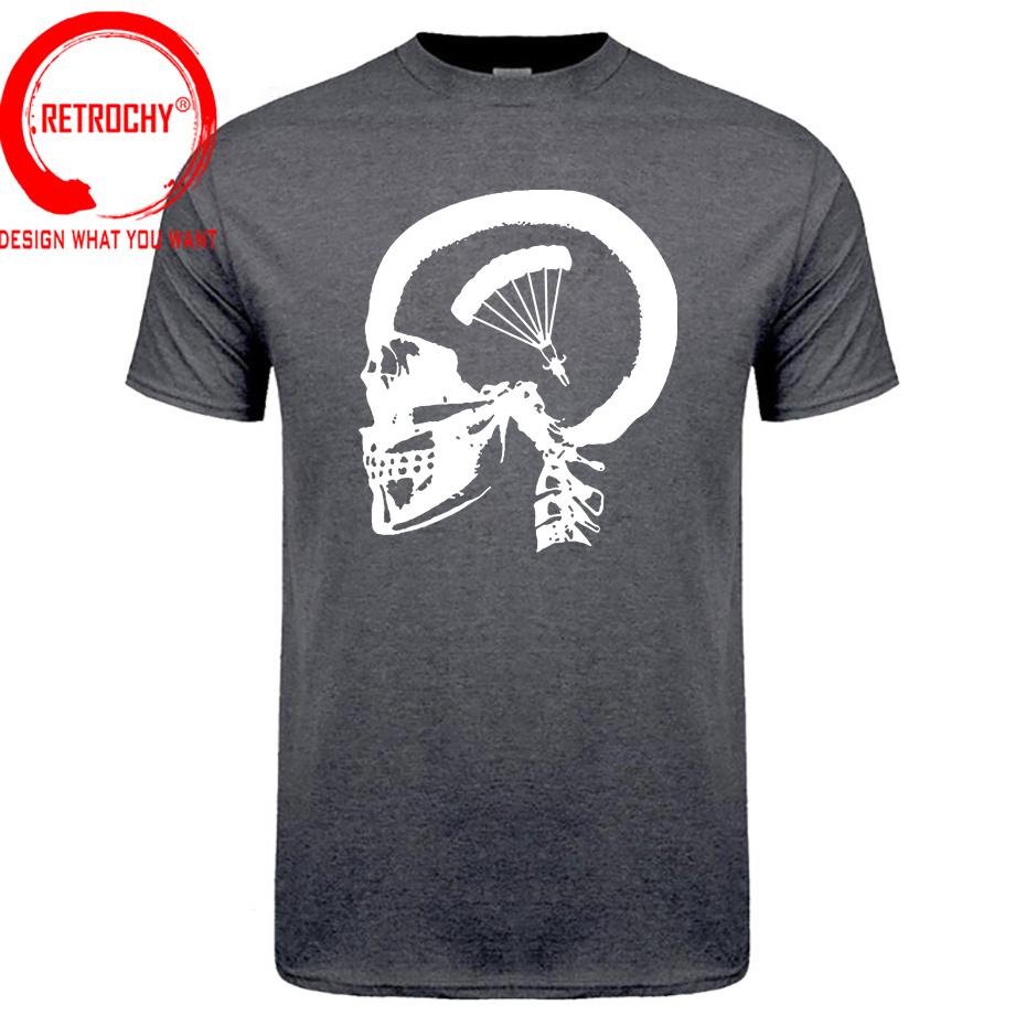 Unique Skull Design Skydiving In My Brain Tshirt Short Sleeved Cotton T Shirt Tops Tees O Neck Crazy Big Tall Plus Size 5XL 6XL