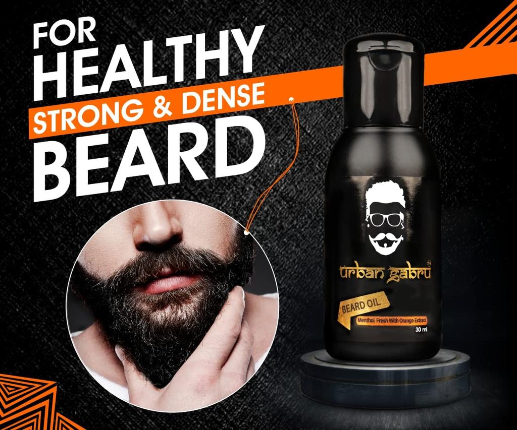 UrbanGabru Beard Oil for Beard Growth | 100% Natural (30 Ml) | Paraben & Sulphate Free | for Thicker, Longer Beard | Nourishes & Conditions Beard