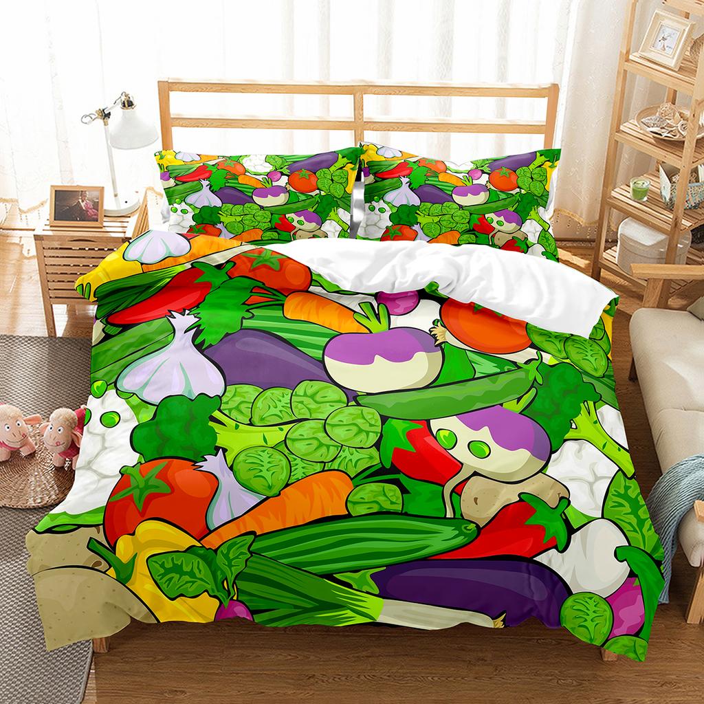 Пододеяльник с рисунком из мультфильма «Фрукты короля и королевы» с милым рисунком овощей, комплект постельного белья, цветной пододеяльник из полиэстера