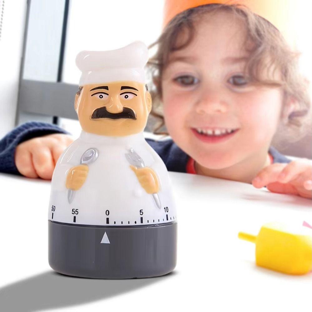 Cartoon Kitchen Timer Chef Shaped Cooking Baking Helper Durable Cooking Time Manager Clock Shower