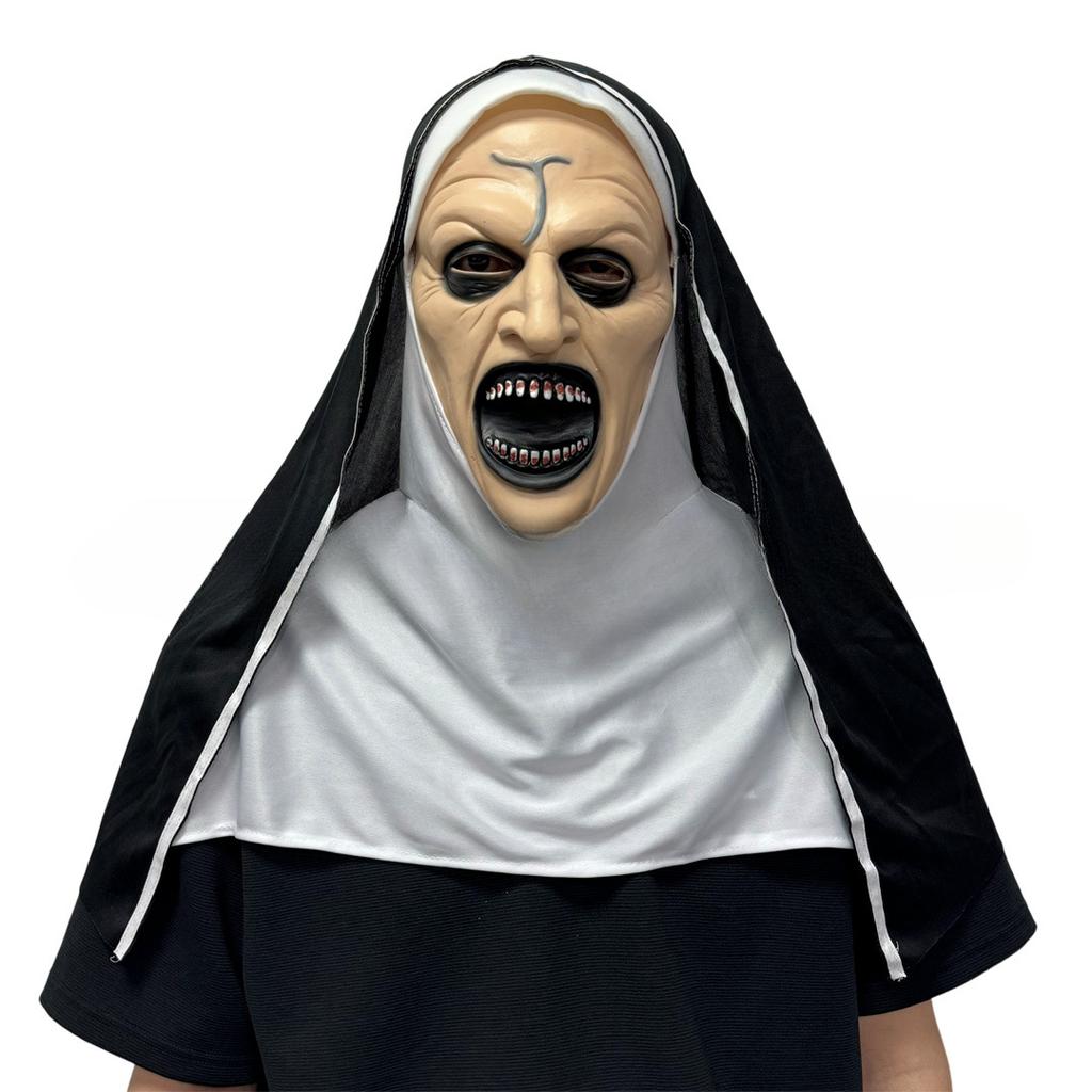 QUALTEUS Fashionable Nun Latex Mask - Hand Washable, Halloween Horror Role Playing Accessory
