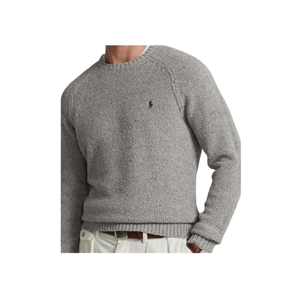 Polo Ralph Lauren FW22 Однотонный вышитый логотип вязаный свитер мужской свитер серый 710878350-001