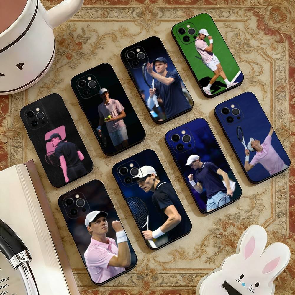 Чехол для телефона J-Jannik Sinner для iPhone 17,16,15,14,13,12,11 Plus,Pro Max,XS, Мягкий силиконовый черный чехол