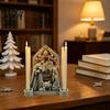 Handcrafted Nativity Figurine Sets Christmas Scene Candle Holder, Holy Family Manger with 4 Classic Religious Ornaments Slots, Vintage Candlestick for